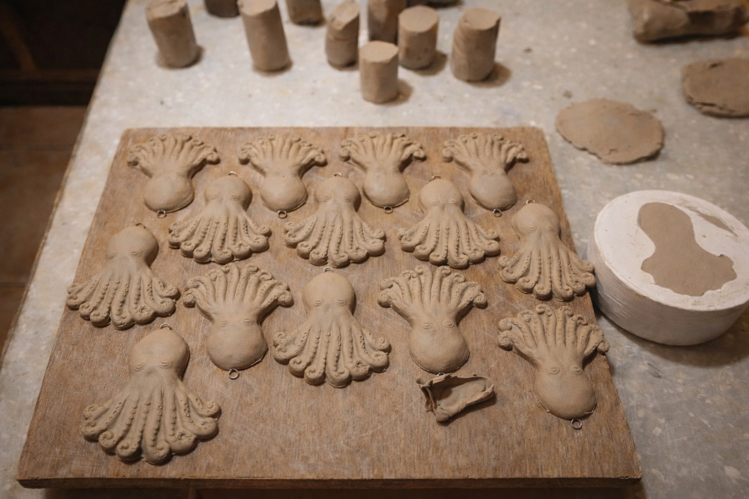 Oggetti e fasi di lavorazione in bottega